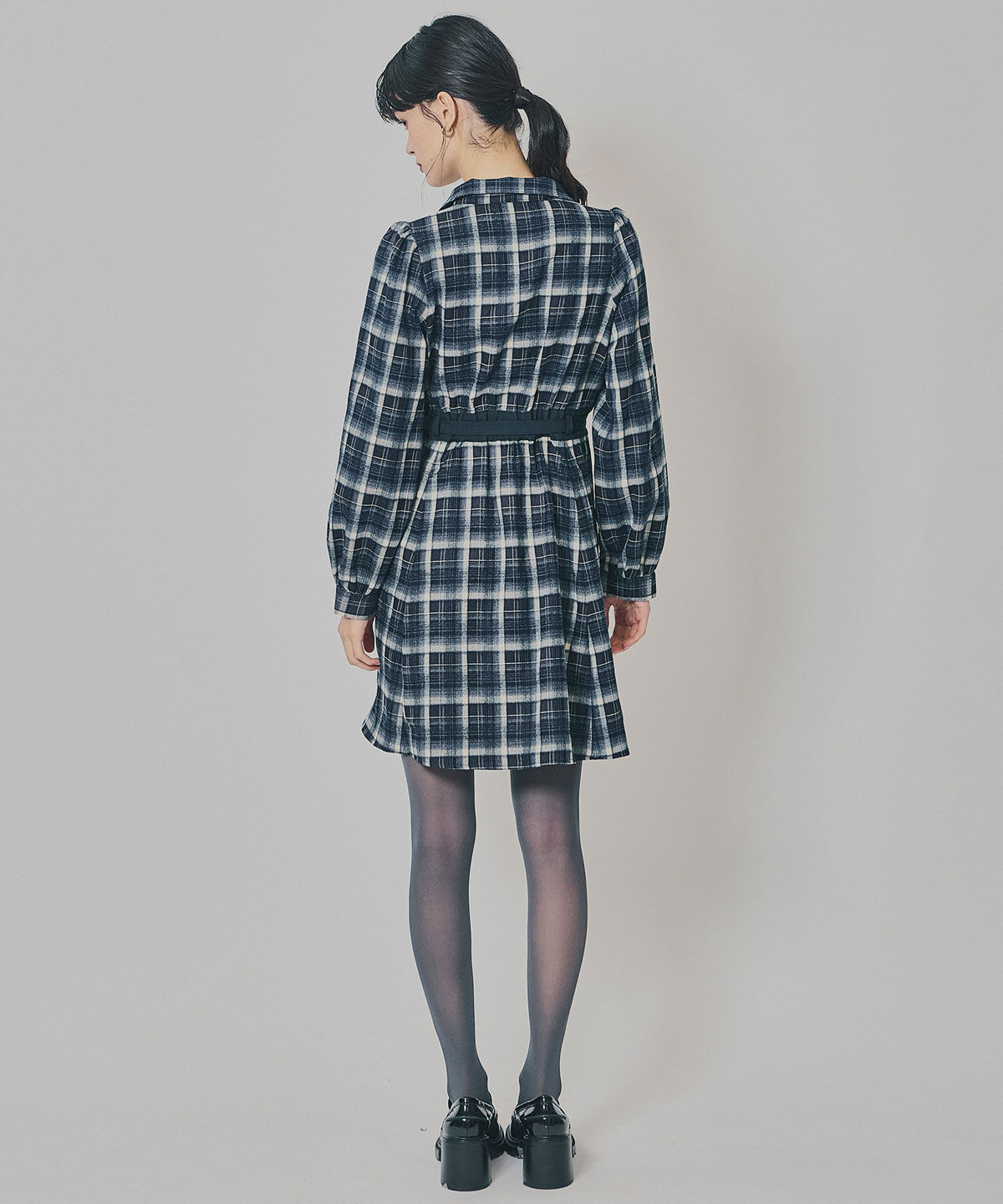 REDYAZEL「ウエストベルトチェックミニワンピース」|ワンピース|