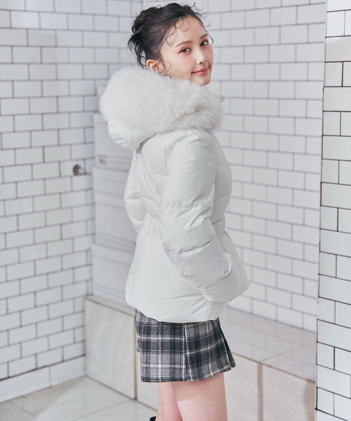 REDYAZEL「ベルトデザインキルティングファイバーダウンジャケット」|ダウン|