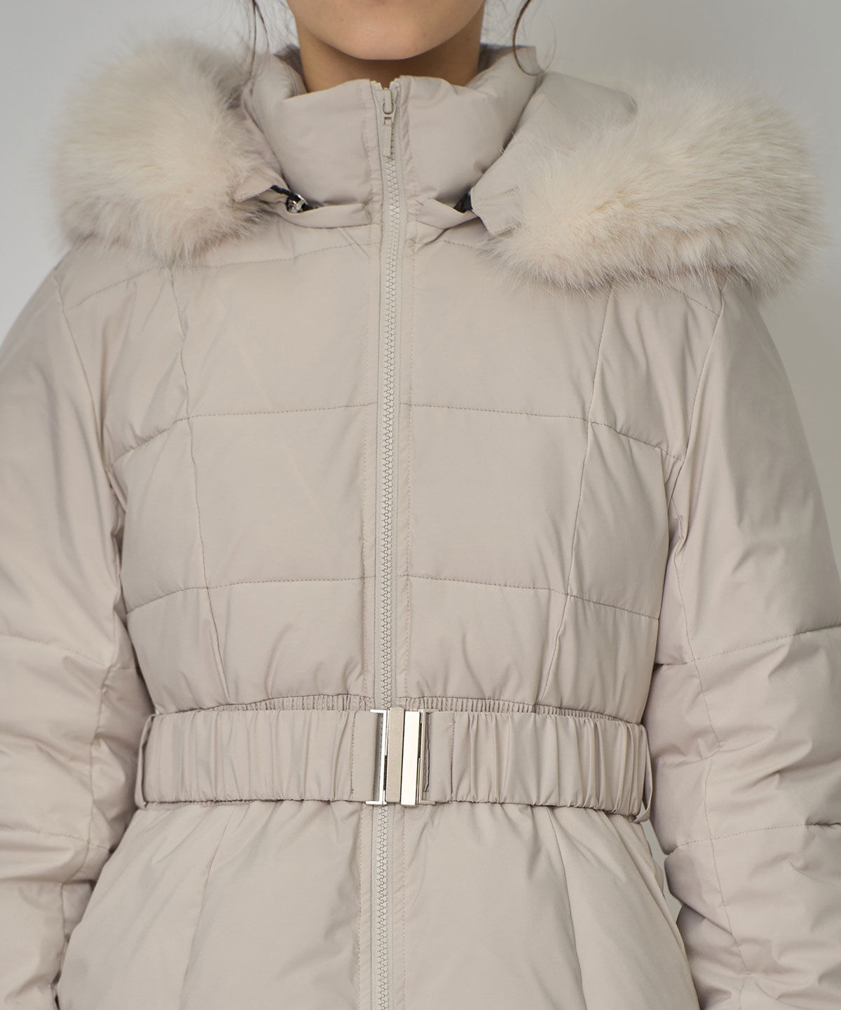 REDYAZEL「ベルトデザインキルティングファイバーダウンジャケット」|ダウン|