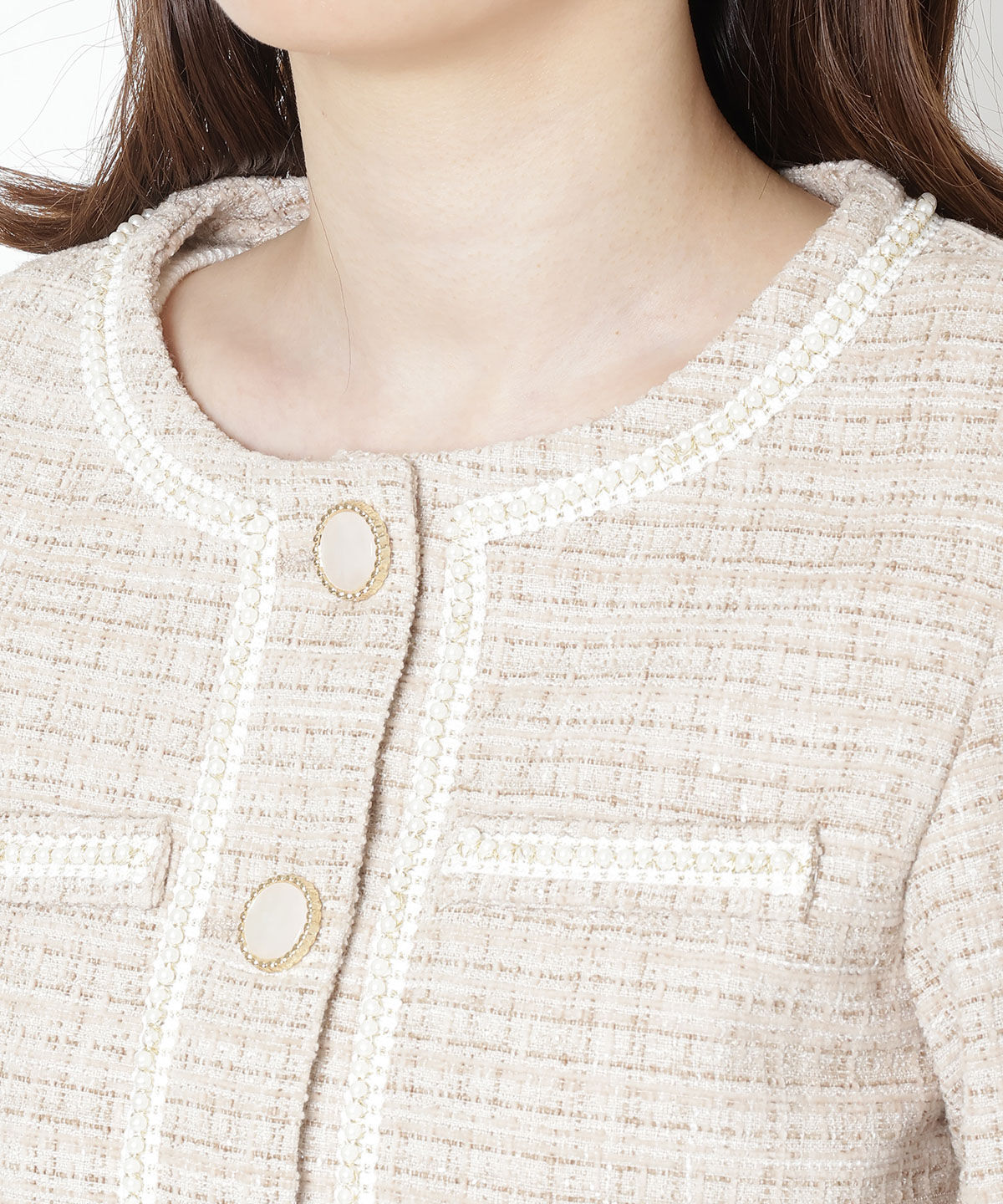 WILLSELECTION「ラメツイードジャケット」|ノーカラージャケット|