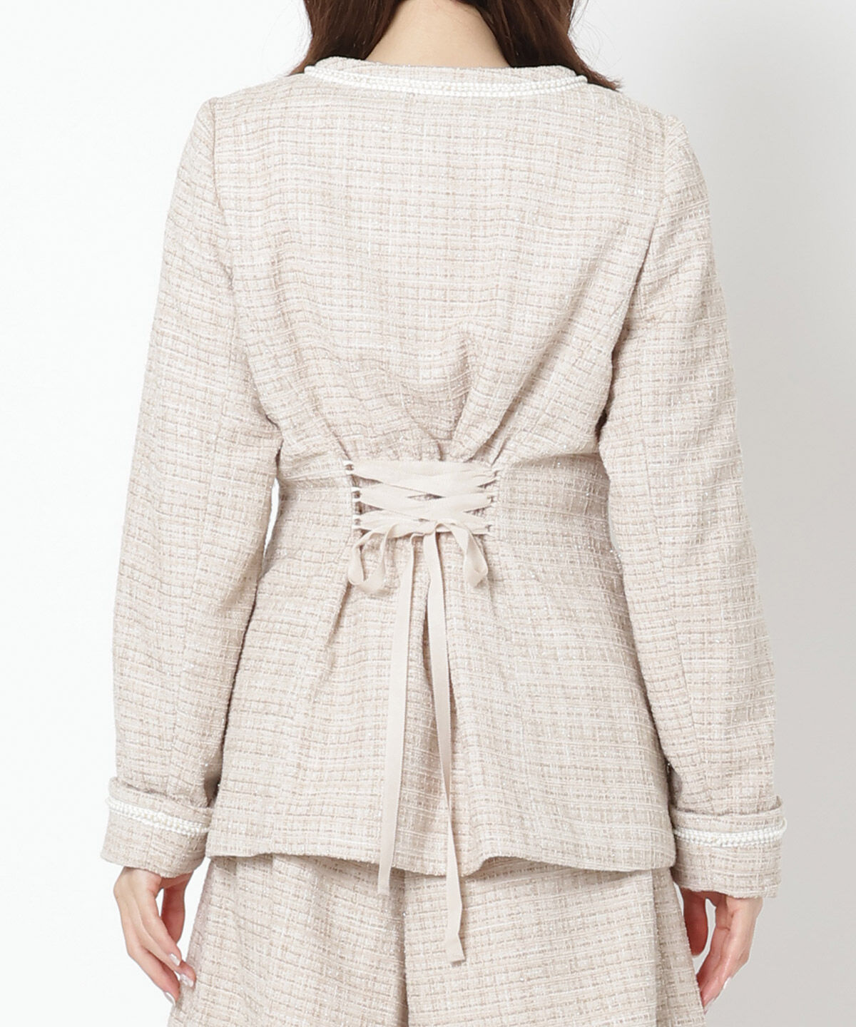 WILLSELECTION「ラメツイードジャケット」|ノーカラージャケット|