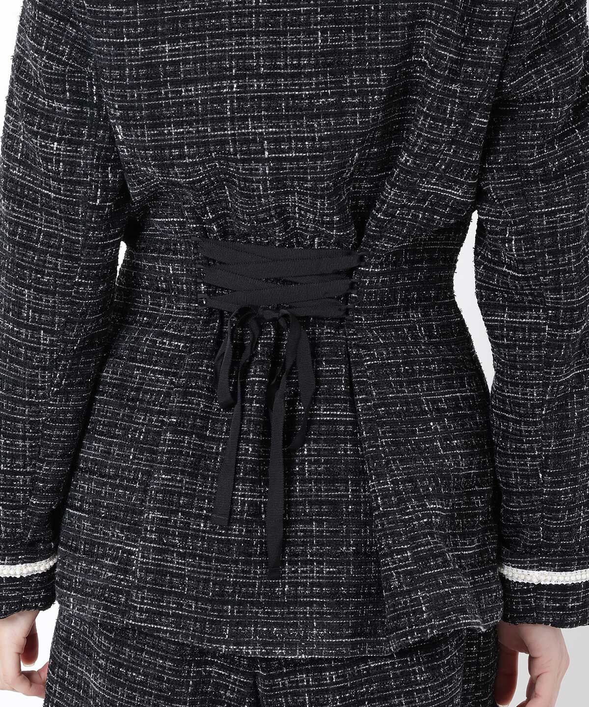 WILLSELECTION「ラメツイードジャケット」|ノーカラージャケット|