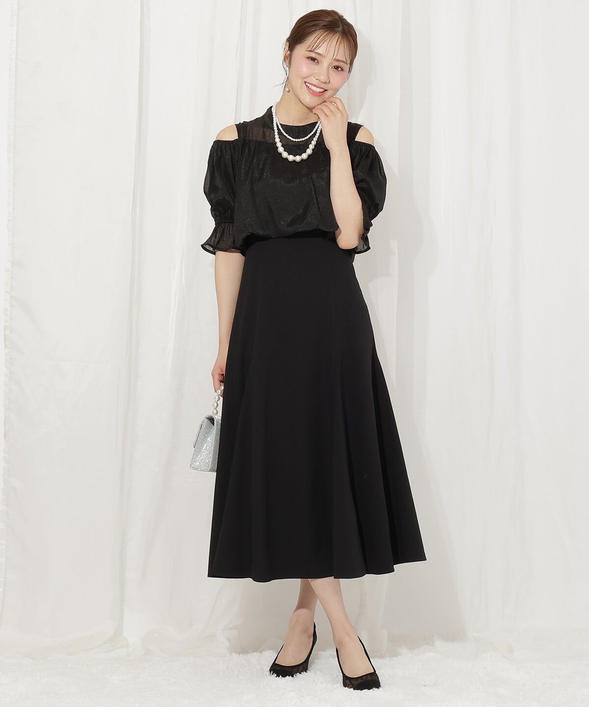 WILLSELECTION「リボンビスチェ付きドレス」|ドレス|ブラック