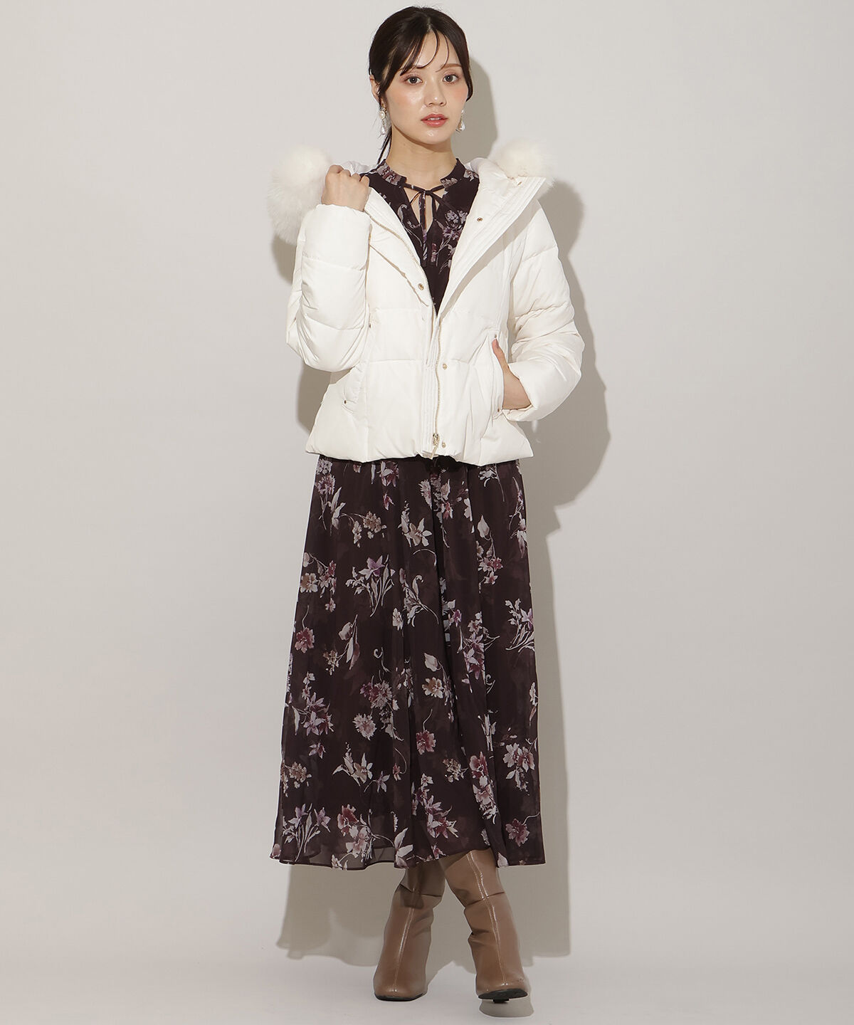 WILLSELECTION「フードファーペプラムショートダウン」|ダウン|