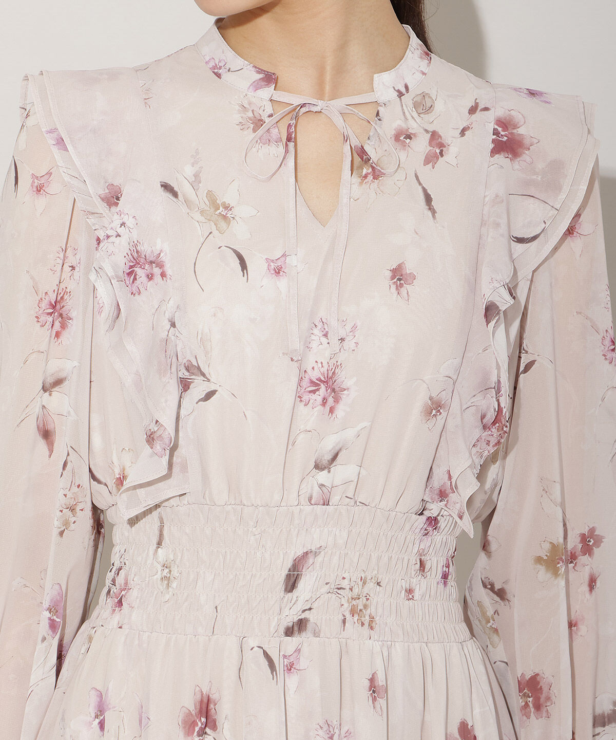 WILLSELECTION「フラワープリントウエストシャーリングワンピース」|ワンピース|