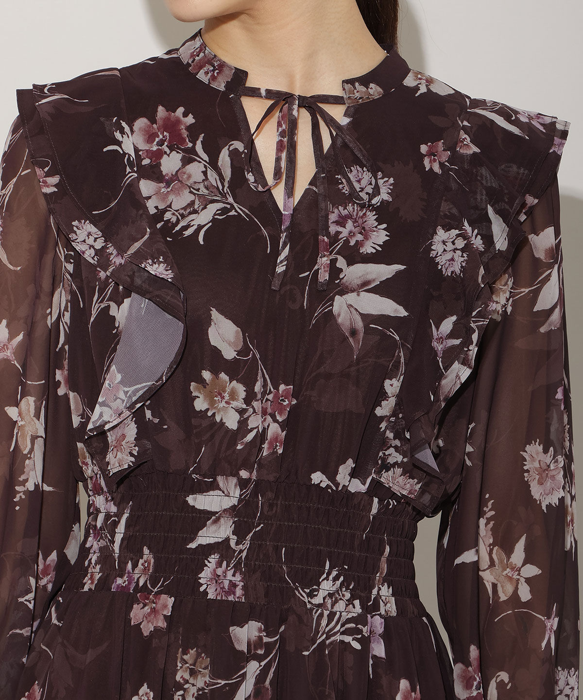 WILLSELECTION「フラワープリントウエストシャーリングワンピース」|ワンピース|