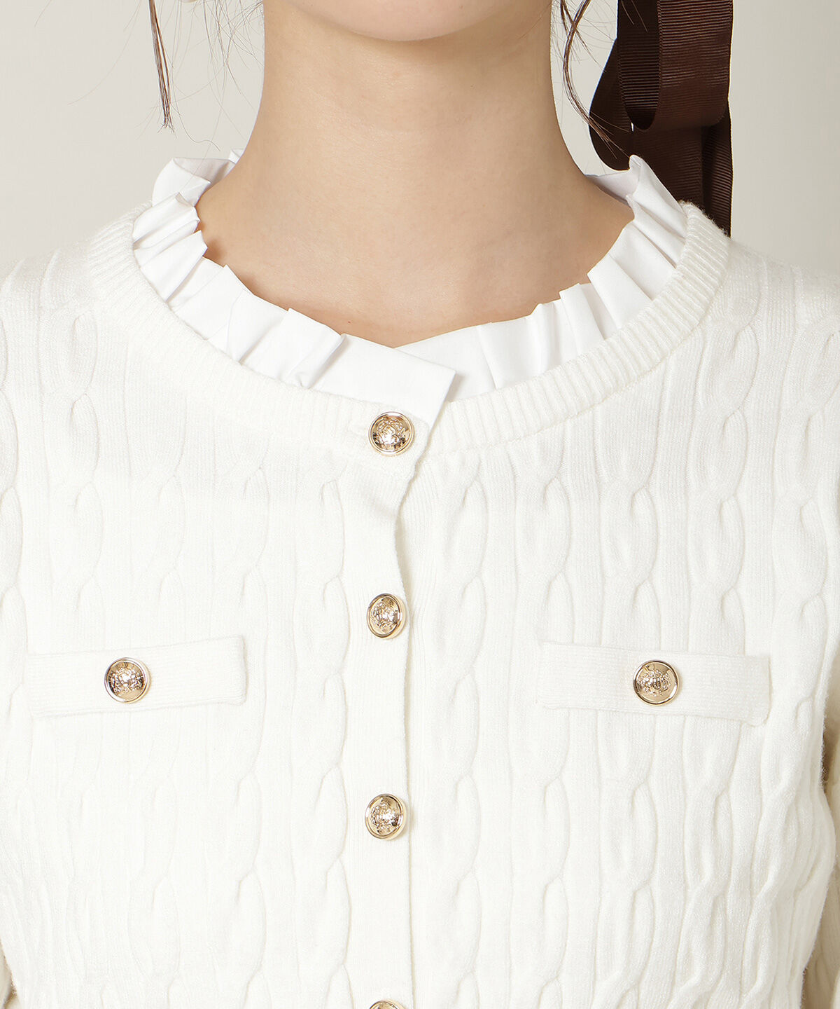 WILLSELECTION「フリルレイヤードケーブルニット」|ニット・セーター|