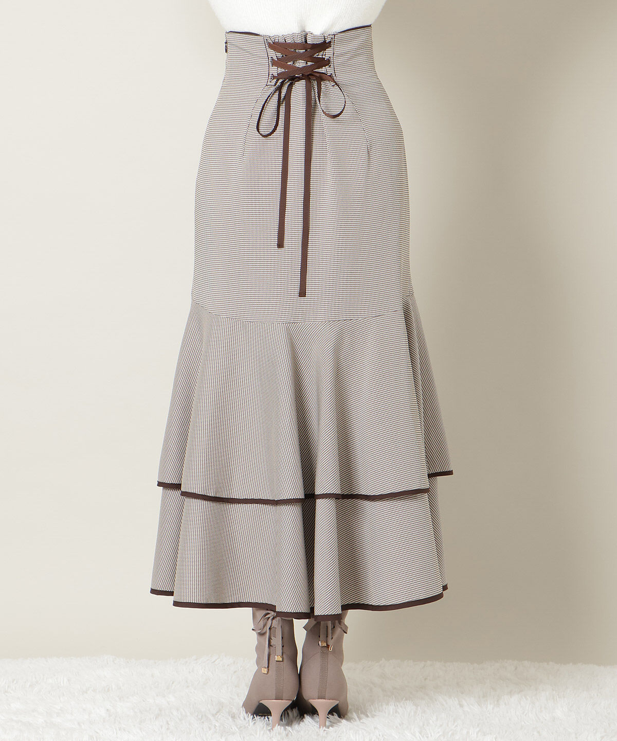 WILLSELECTION「パイピングヘムティアードスカート」|フレア|