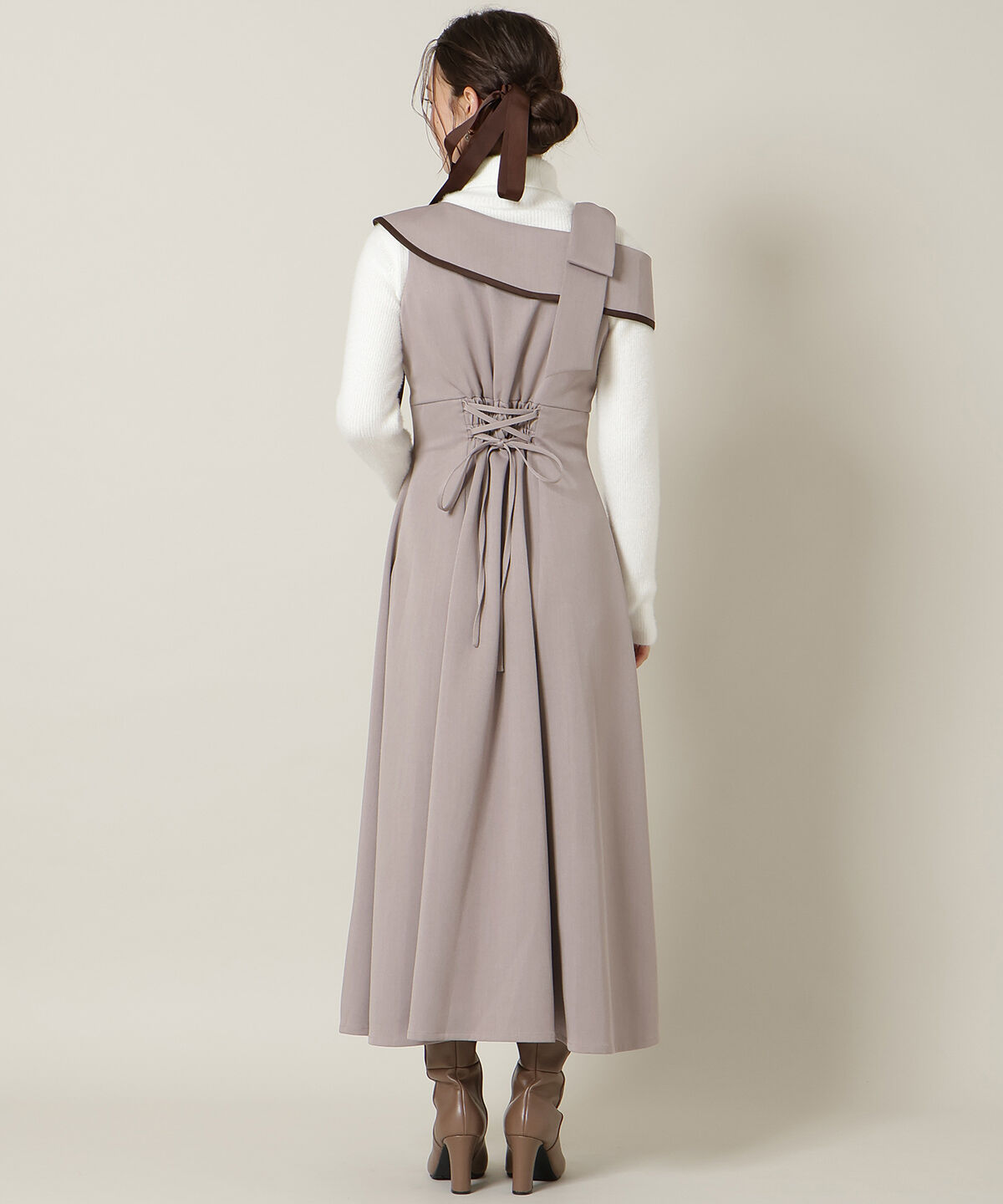 WILLSELECTION「アシンメトリーリボンショルダーワンピース」|ワンピース|