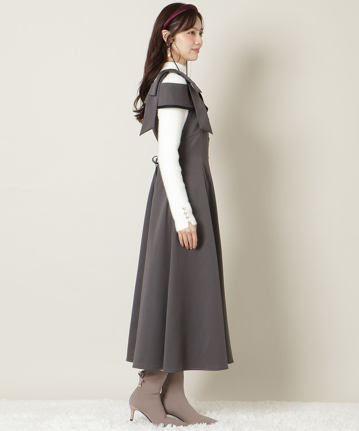 WILLSELECTION「アシンメトリーリボンショルダーワンピース」|ワンピース|