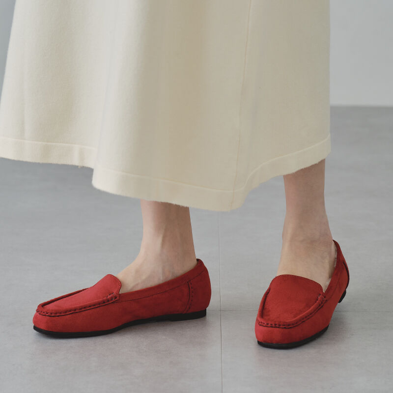 WA Oriental TRaffic「【累計5万足突破】 もこもこ ムートンシューズ /12311 モカシン フェイク ファー 再入荷 フラット」|パンプス|RED