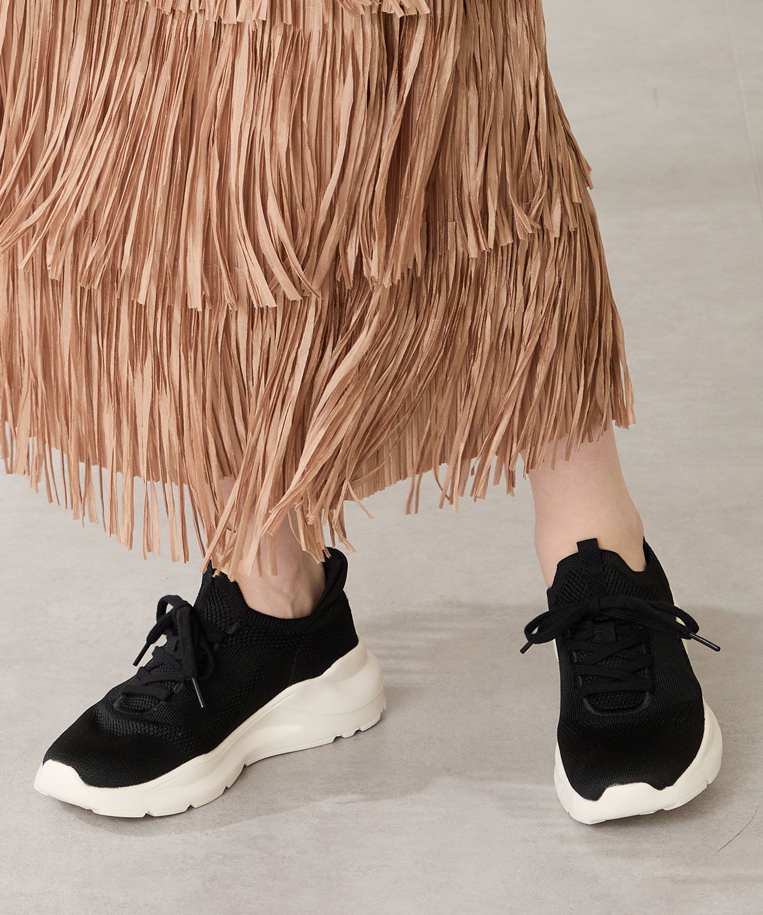 ORiental TRaffic「●再入荷● 【瞬間フィット】 ニットスニーカー /OT3757 軽量 歩きやすい 楽ちん ハンズフリー」|スニーカー|