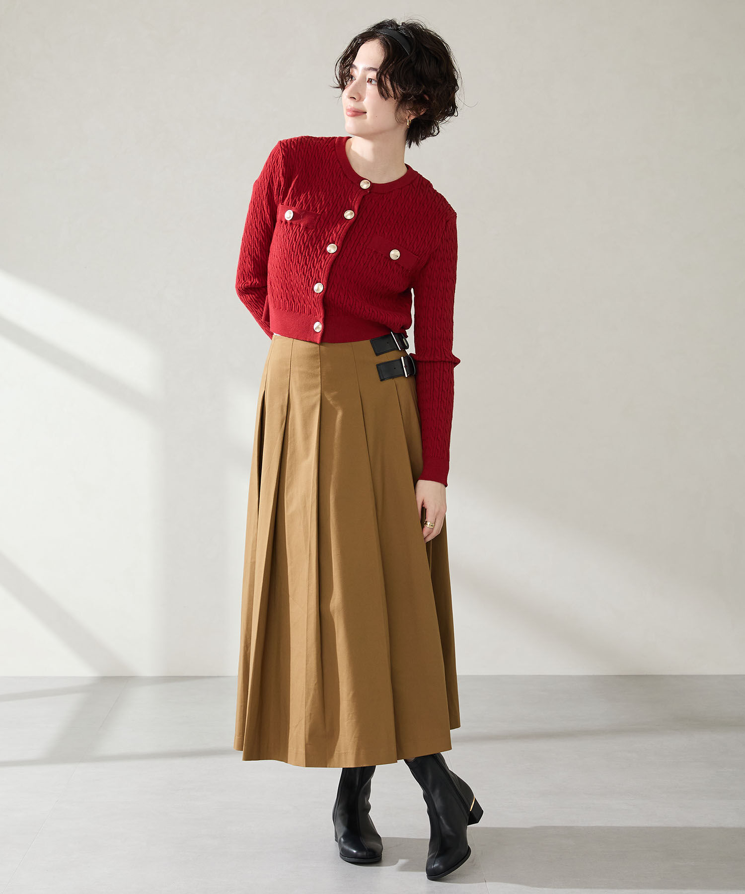 WA Oriental TRaffic「●2025秋冬新作●ヒールパーツ ストレッチ ブーツ /52402 シンプル 通勤 ショートブーツ」|ショートブーツ|