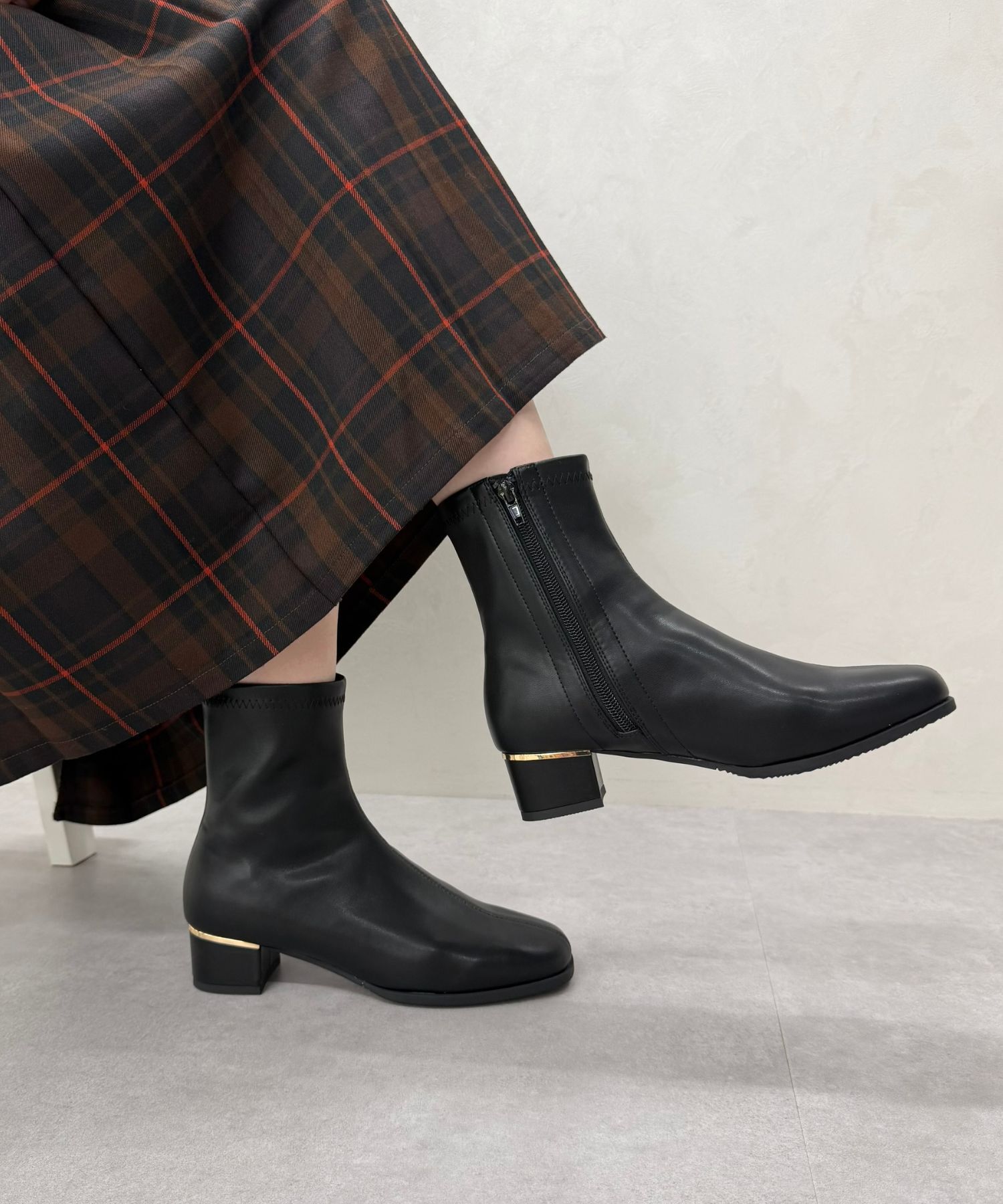 WA Oriental TRaffic「●2025秋冬新作●ヒールパーツ ストレッチ ブーツ /52402 シンプル 通勤 ショートブーツ」|ショートブーツ|