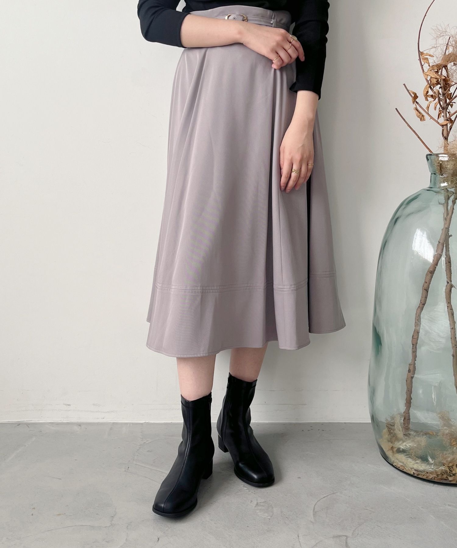 WA Oriental TRaffic「●2025秋冬新作●ヒールパーツ ストレッチ ブーツ /52402 シンプル 通勤 ショートブーツ」|ショートブーツ|