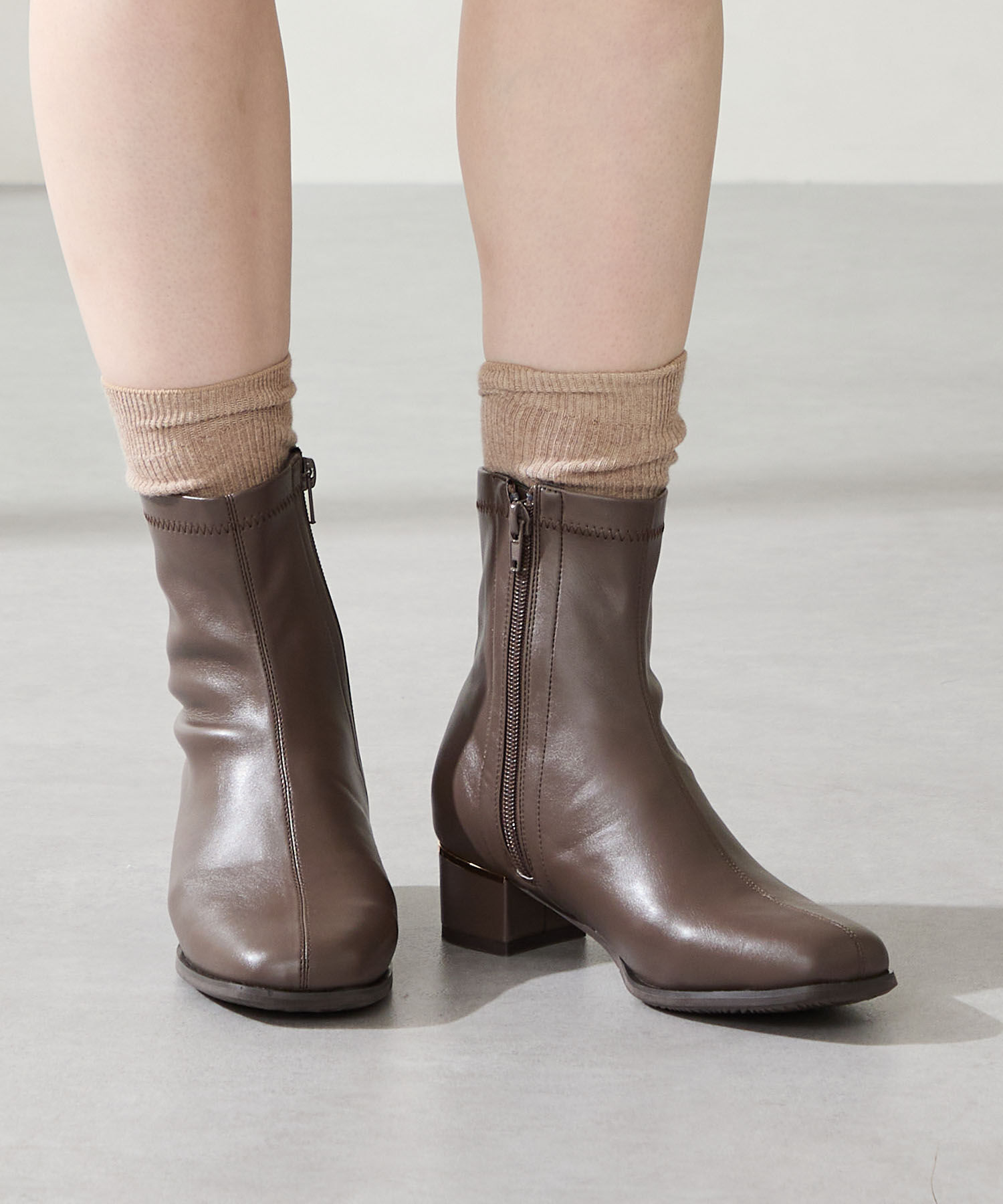 WA Oriental TRaffic「●2025秋冬新作●ヒールパーツ ストレッチ ブーツ /52402 シンプル 通勤 ショートブーツ」|ショートブーツ|