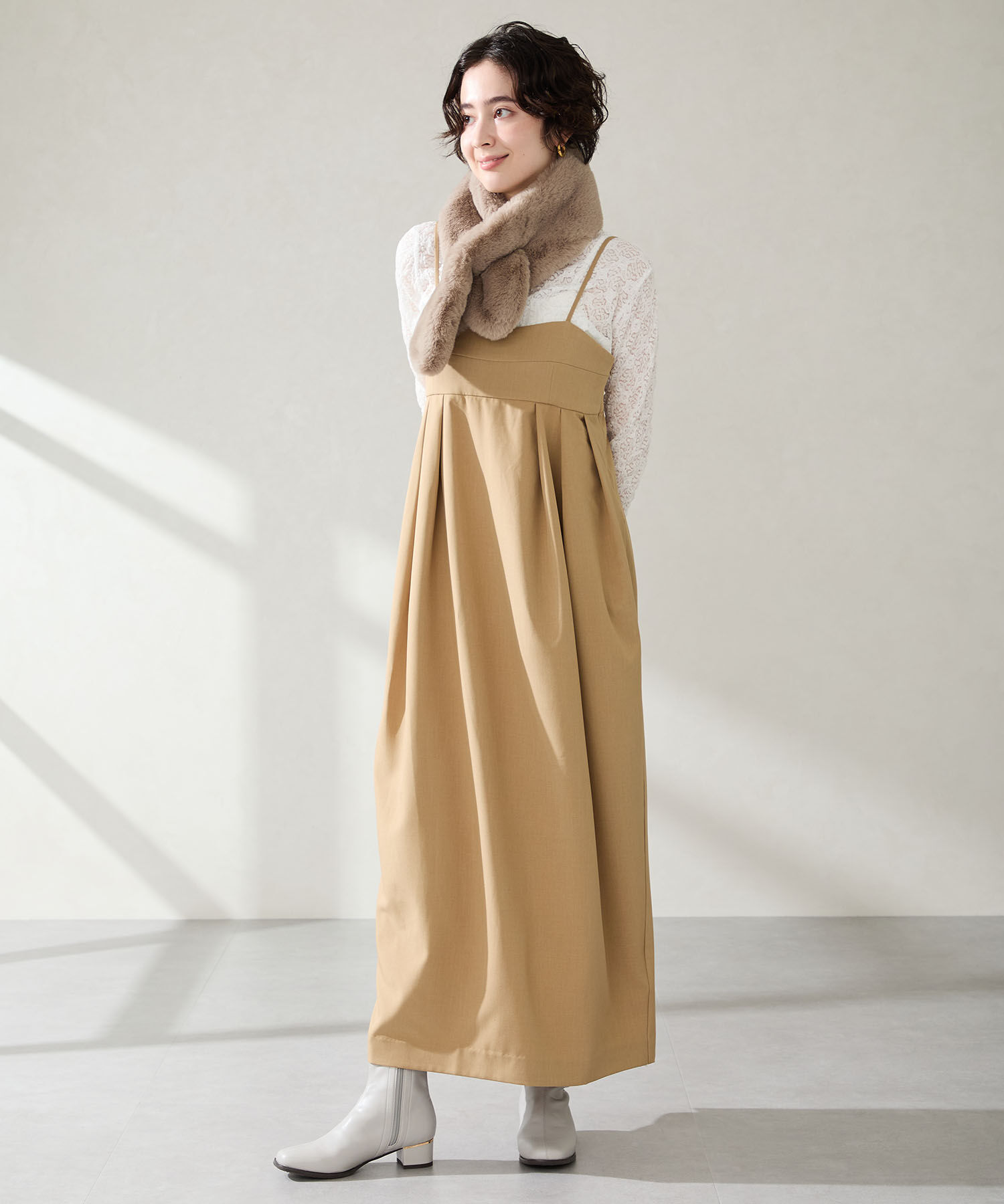 WA Oriental TRaffic「●2025秋冬新作●ヒールパーツ ストレッチ ブーツ /52402 シンプル 通勤 ショートブーツ」|ショートブーツ|