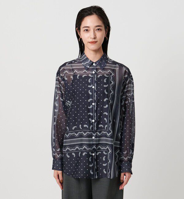 UNITED ARROWS「オーガンジー プリント シャツ ‐ウォッシャブル‐」|シャツ・ブラウス|