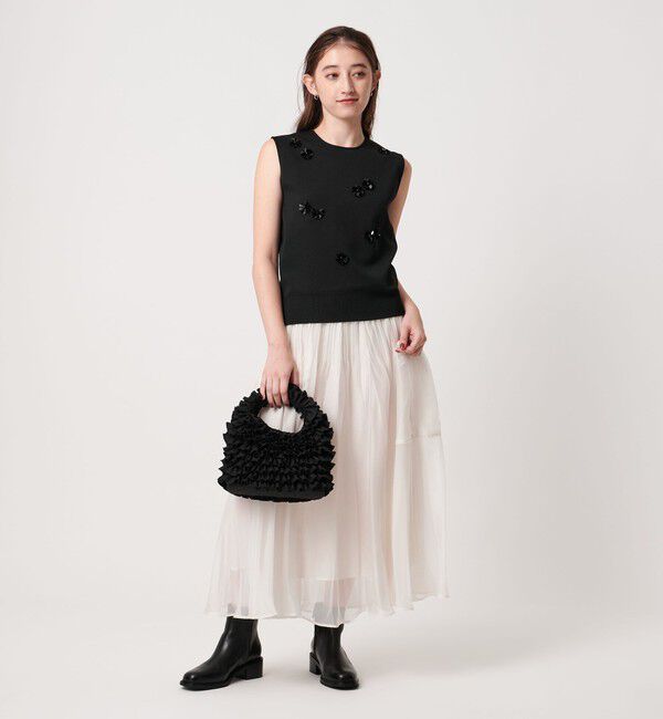 UNITED ARROWS「スパンコール 3D フラワー ベスト」|ニット・セーター|