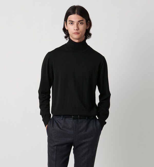 UNITED ARROWS「ウール ハイゲージ タートルネックニット」|ニット・セーター|BLACK