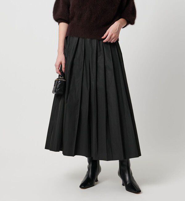 UNITED ARROWS「タフタ プリーツ ラメ スカート」|スカート|BLACK