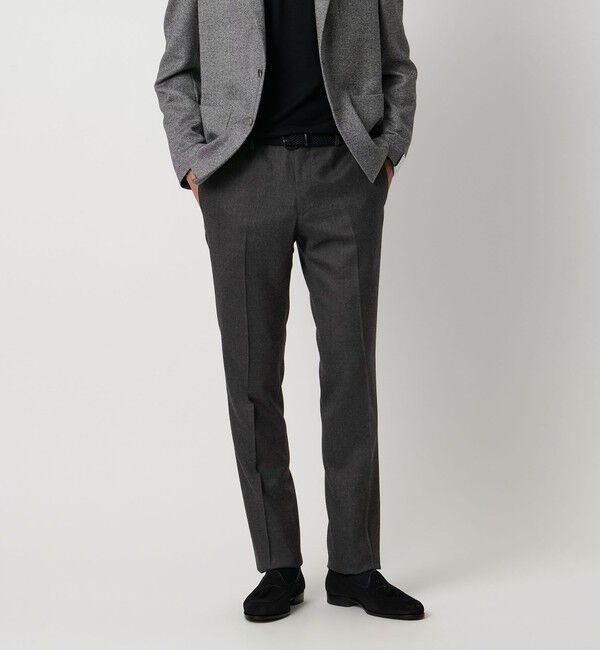 UNITED ARROWS「ライトサキソニー テーパード ノープリーツ スラックス ヨコストレッチ」|スラックス|DK.GRAY