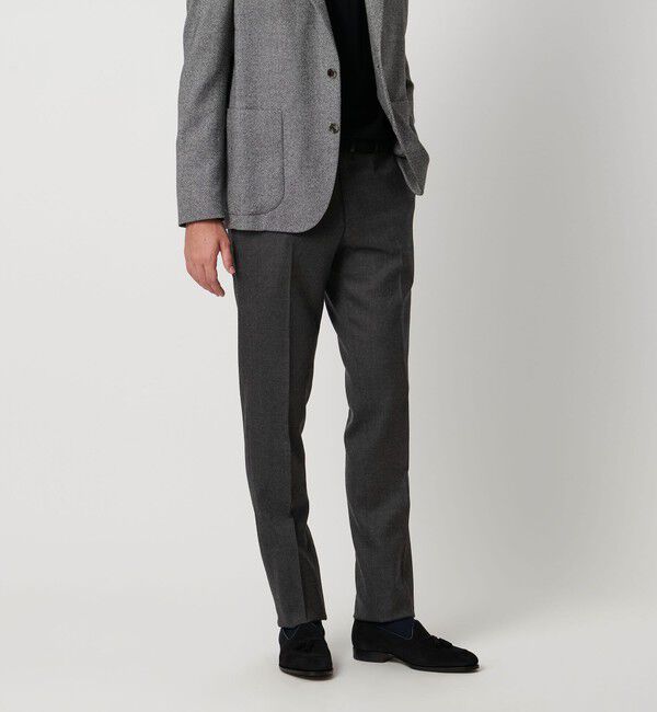 UNITED ARROWS「ライトサキソニー テーパード ノープリーツ スラックス ヨコストレッチ」|スラックス|