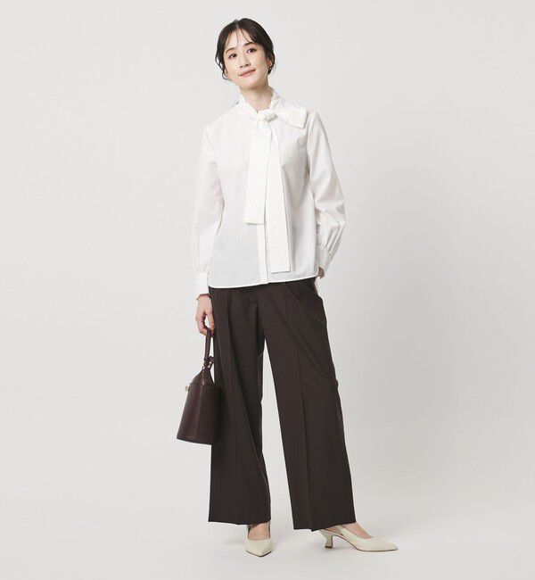 UNITED ARROWS「レース コンビ ボウタイ リボン ブラウス ‐ウォッシャブル‐」|シャツ・ブラウス|