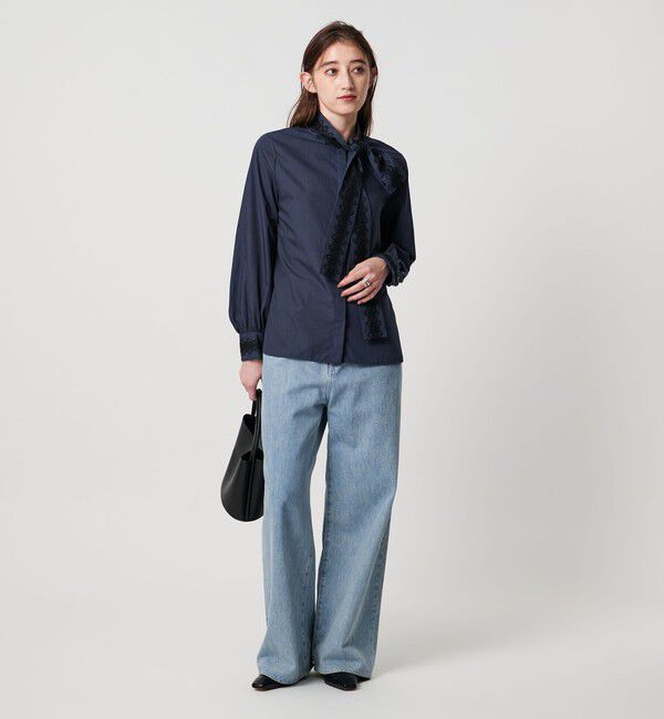 UNITED ARROWS「レース コンビ ボウタイ リボン ブラウス ‐ウォッシャブル‐」|シャツ・ブラウス|