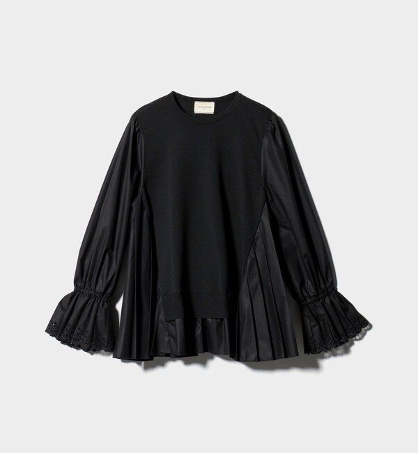 UNITED ARROWS「プリーツ コンビ ニット ブラウス ‐ウォッシャブル‐」|シャツ・ブラウス|