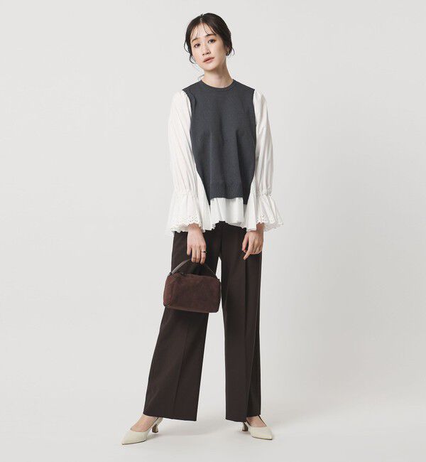 UNITED ARROWS「プリーツ コンビ ニット ブラウス ‐ウォッシャブル‐」|シャツ・ブラウス|