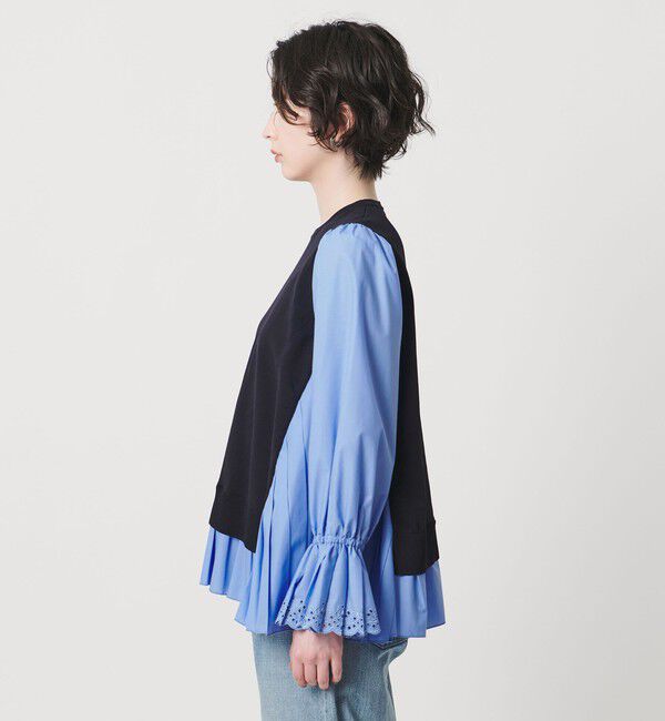 UNITED ARROWS「プリーツ コンビ ニット ブラウス ‐ウォッシャブル‐」|シャツ・ブラウス|