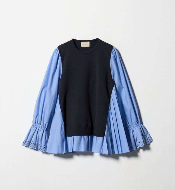 UNITED ARROWS「プリーツ コンビ ニット ブラウス ‐ウォッシャブル‐」|シャツ・ブラウス|