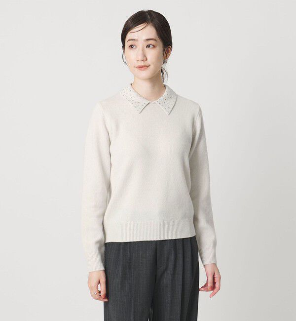 UNITED ARROWS「ラインストーン ポロ ニット」|ニット・セーター|