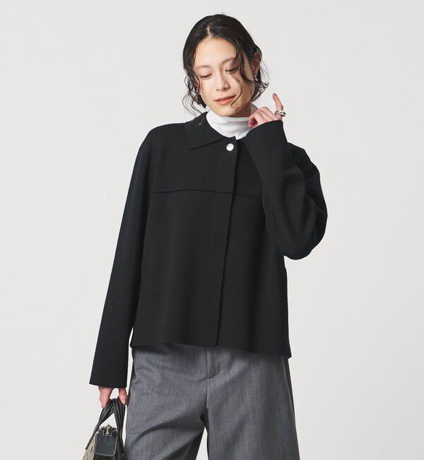 UNITED ARROWS「ミラノリブ ニット ジャケット」|カーディガン|BLACK