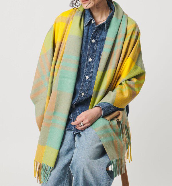 UNITED ARROWS「＜Joshua Ellis＞カシミヤ チェック ストール」|ストール|YELLOW