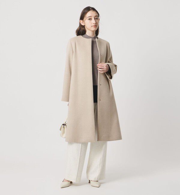 UNITED ARROWS「Aライン ミドルコート」|ノーカラーコート|