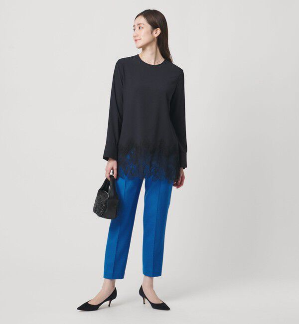 UNITED ARROWS「バックサテン レースコンビ ブラウス ‐ウォッシャブル‐」|シャツ・ブラウス|