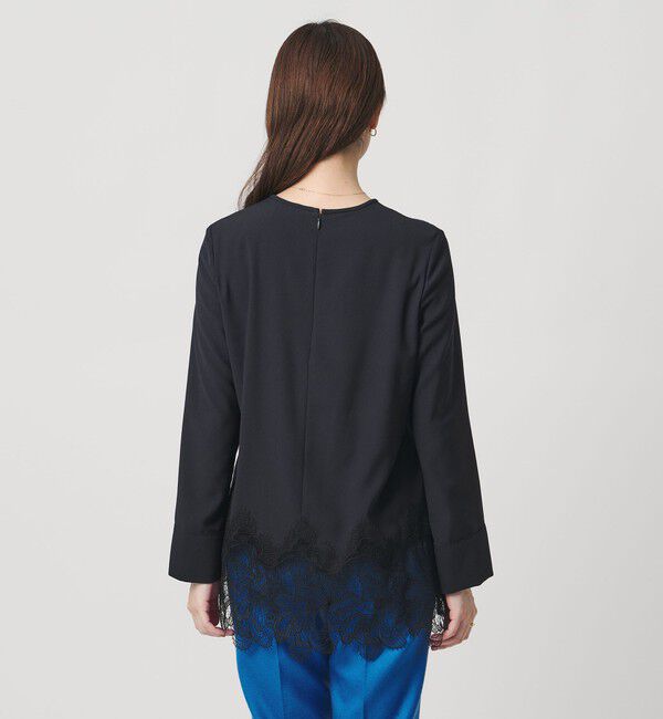 UNITED ARROWS「バックサテン レースコンビ ブラウス ‐ウォッシャブル‐」|シャツ・ブラウス|