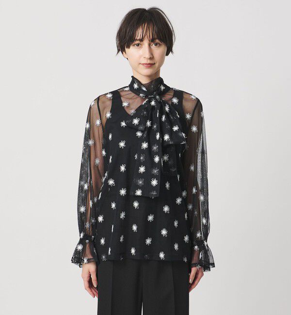 UNITED ARROWS「チュールフラワー ボウタイブラウス ‐ウォッシャブル‐」|シャツ・ブラウス|
