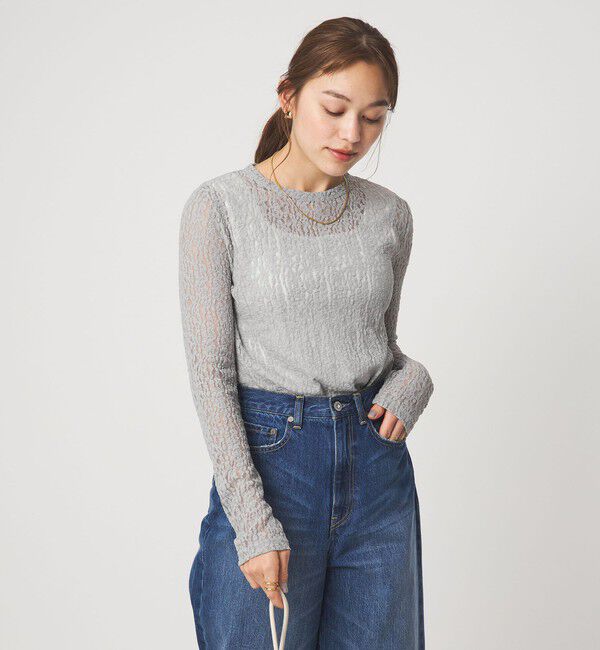 UNITED ARROWS green label relaxing「【WEB限定】＜at ease＞レース プルオーバー カットソー」|Tシャツ・カットソー|