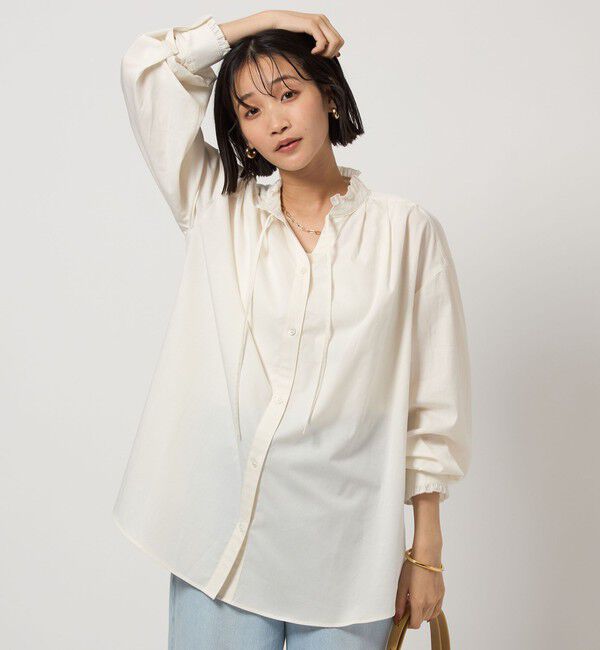 UNITED ARROWS green label relaxing「［size SHORTあり］フリルネック ブラウス」|シャツ・ブラウス|