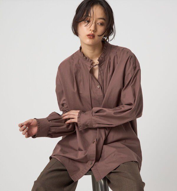 UNITED ARROWS green label relaxing「［size SHORTあり］フリルネック ブラウス」|シャツ・ブラウス|MD.BROWN
