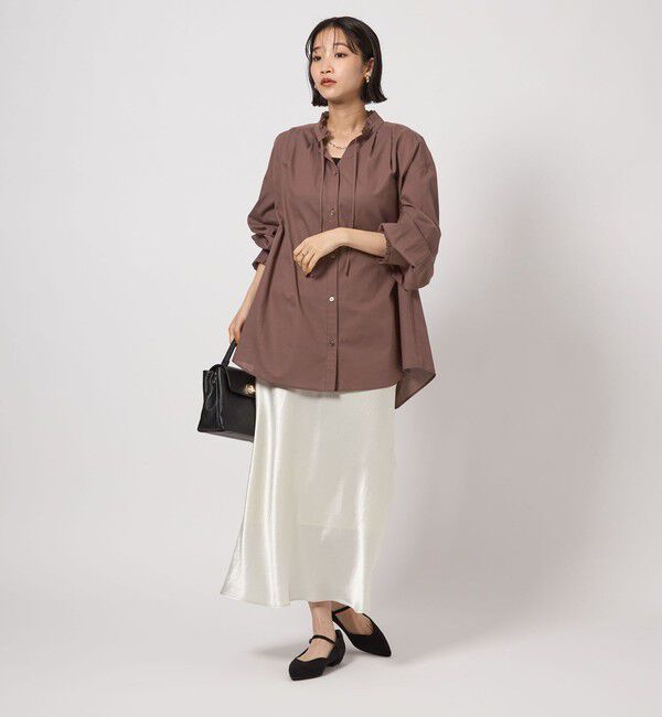 UNITED ARROWS green label relaxing「［size SHORTあり］フリルネック ブラウス」|シャツ・ブラウス|