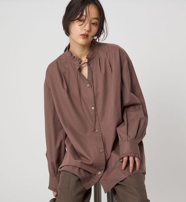 UNITED ARROWS green label relaxing「［size SHORTあり］フリルネック ブラウス」|シャツ・ブラウス|