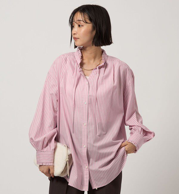 UNITED ARROWS green label relaxing「［size SHORTあり］フリルネック ブラウス」|シャツ・ブラウス|