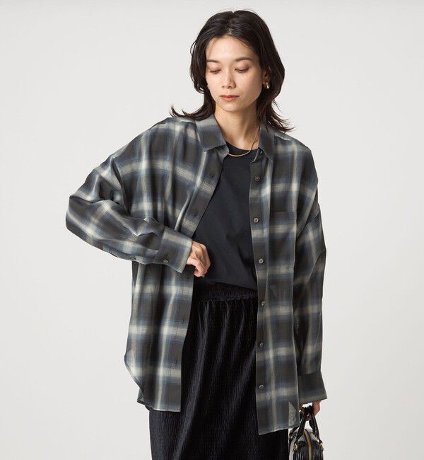 UNITED ARROWS green label relaxing「［size SHORTあり］シアー チェック シャツ」|シャツ・ブラウス|