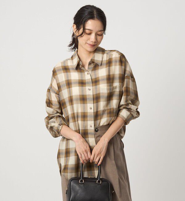 UNITED ARROWS green label relaxing「［size SHORTあり］シアー チェック シャツ」|シャツ・ブラウス|MD.BROWN