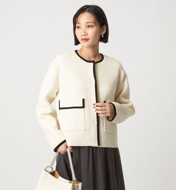 UNITED ARROWS green label relaxing「パイピング ノーカラー ニット カーディガン -ウォッシャブル-」|カーディガン|