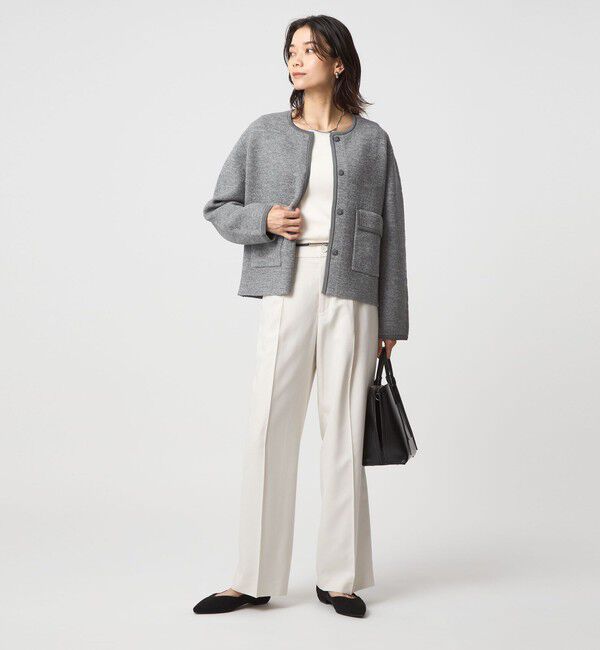 UNITED ARROWS green label relaxing「パイピング ノーカラー ニット カーディガン -ウォッシャブル-」|カーディガン|